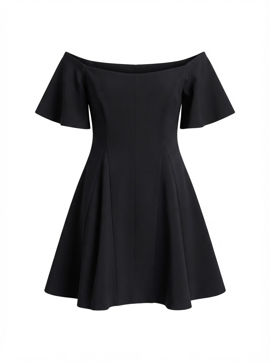 VALENTINO black off shoulder mini dress