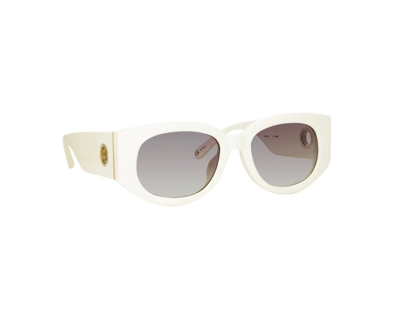 Linda Farrow White Cat-Eye Sunglasses
