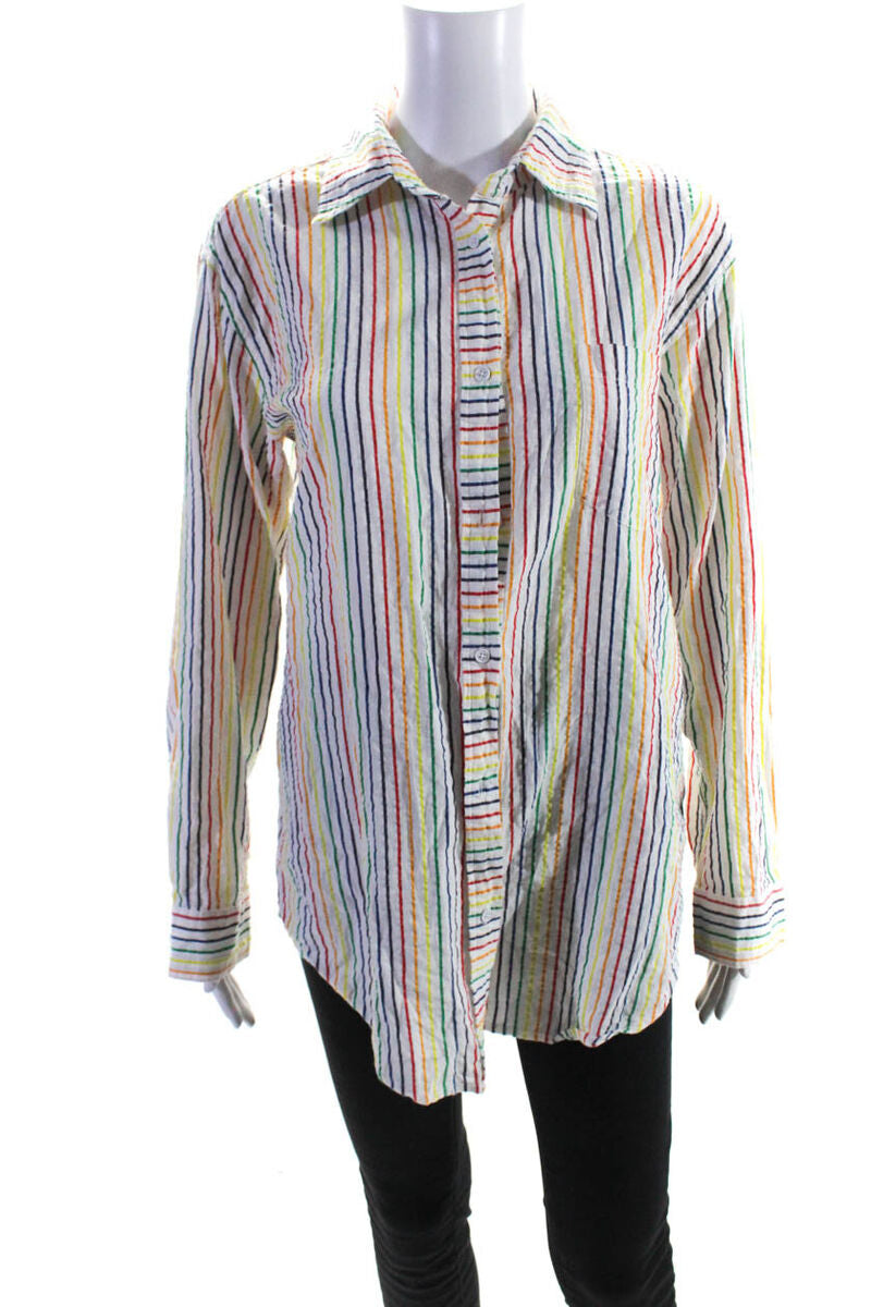 SOLID & STRIPED rainbow button up shirt