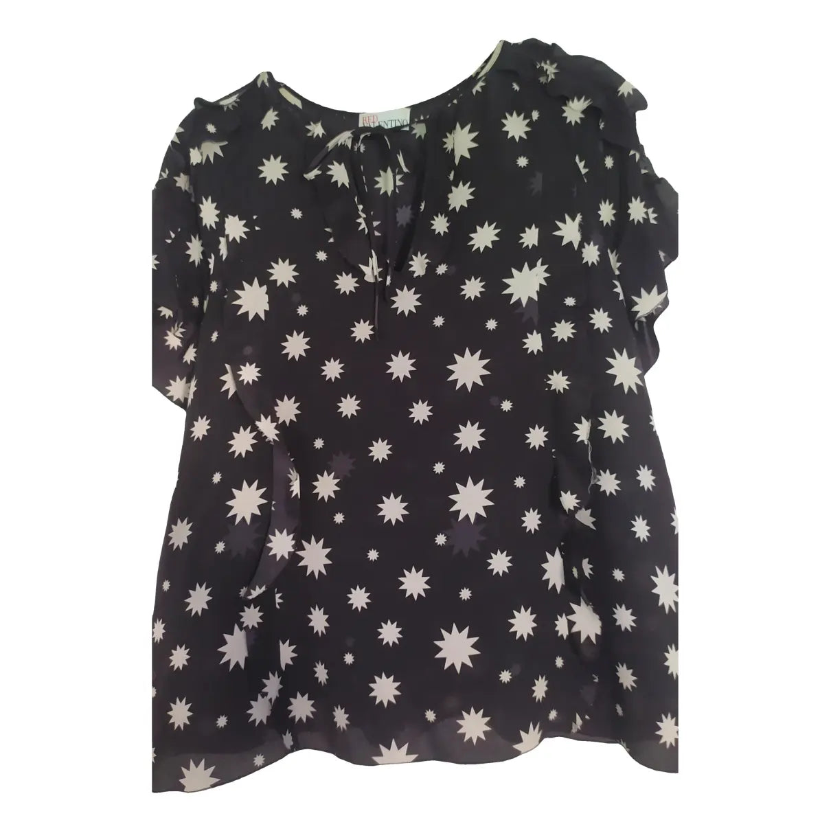 RED VALENTINO black blouse with white stars