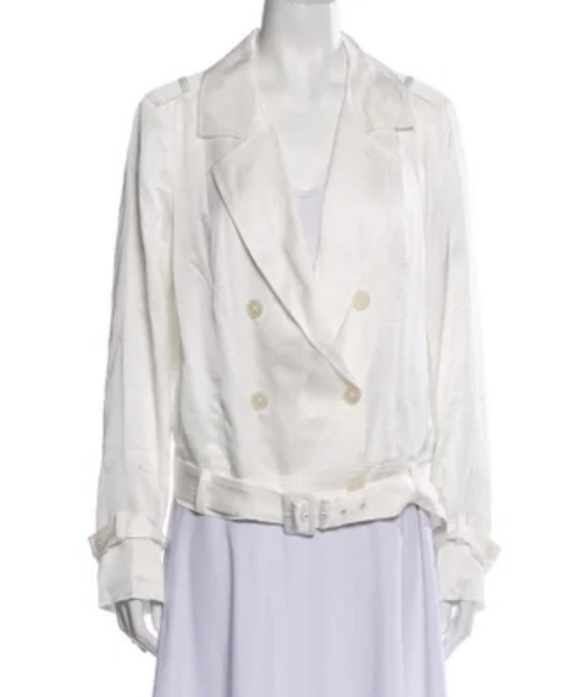 L’AGENCE ivory satin blazer style shirt