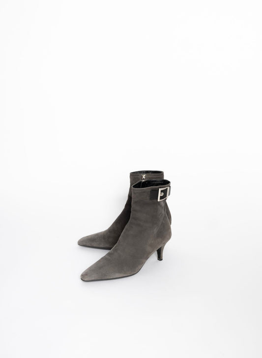 Prada - Suede Zip Booties