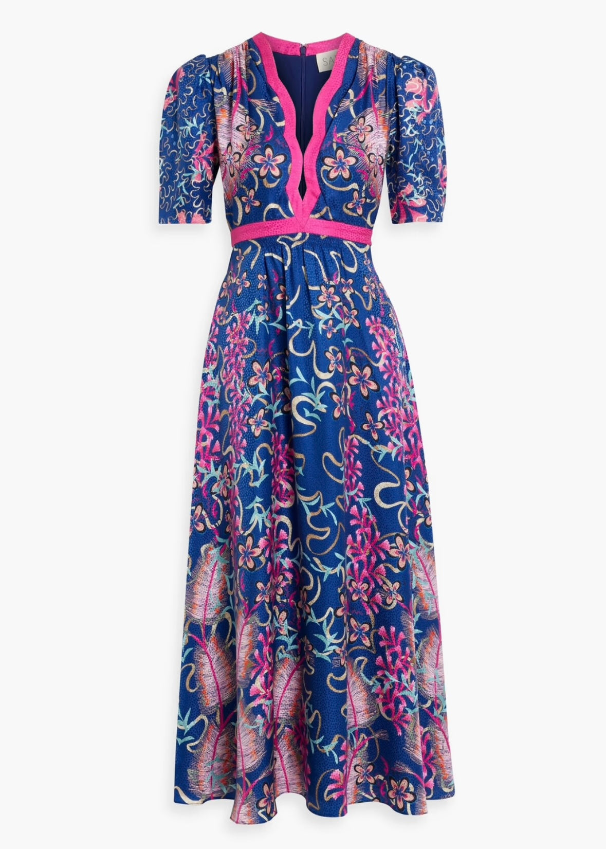 SALONI tabatha cutout printed midi dress