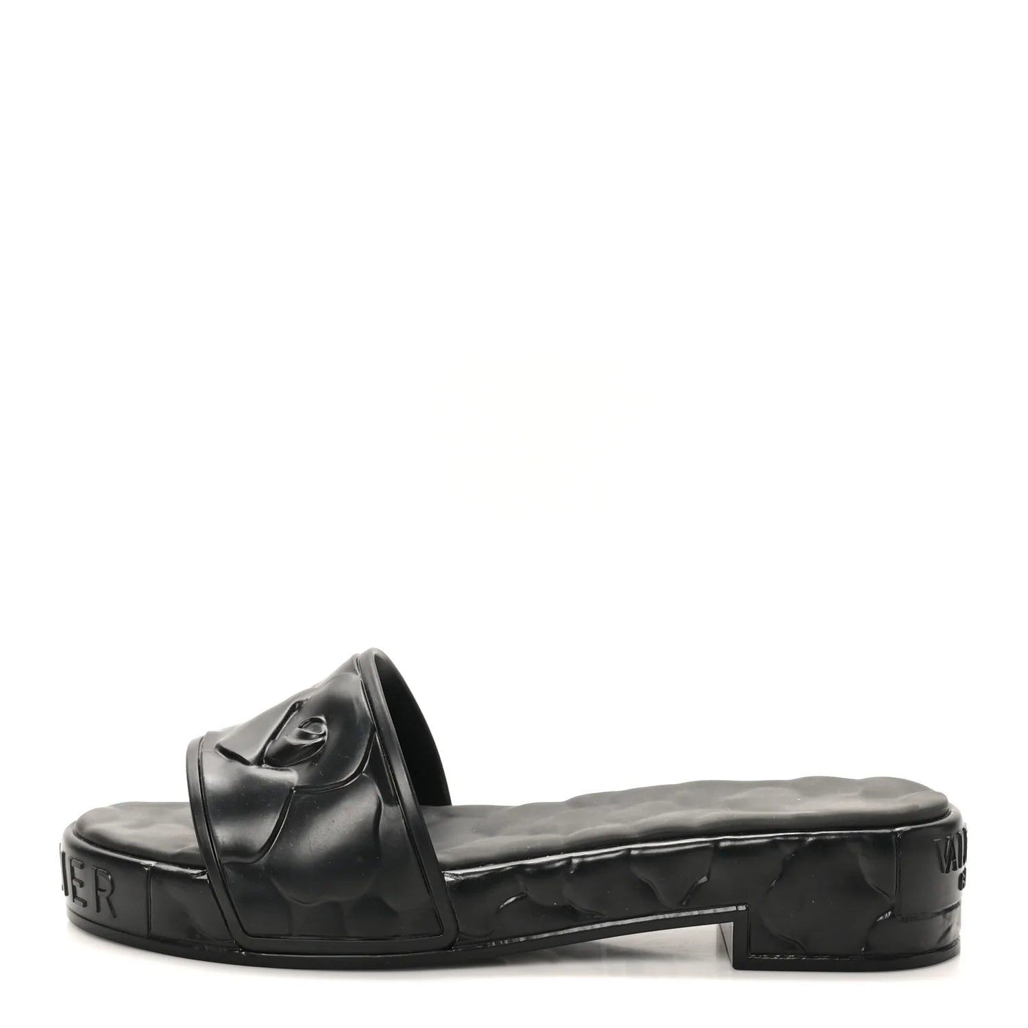 VALENTINO black rubber rose sandals