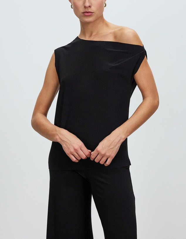 Norma Kamali Black Drop Shoulder Top