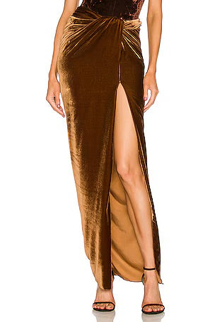 LAQUAN SMITH brown velvet wrap skirt