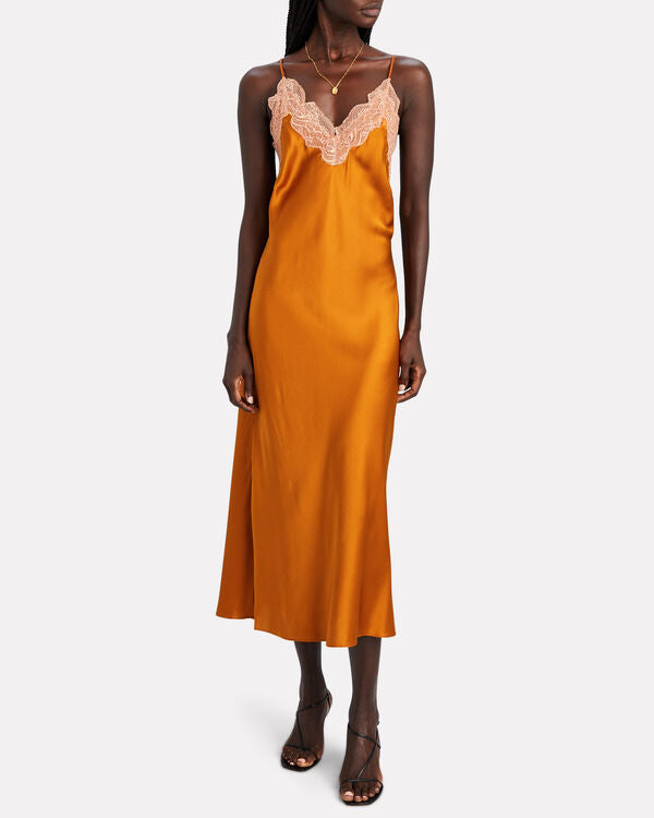 JONATHAN SIMKHAI Blair Lace-Trimmed Silk Slip Dress