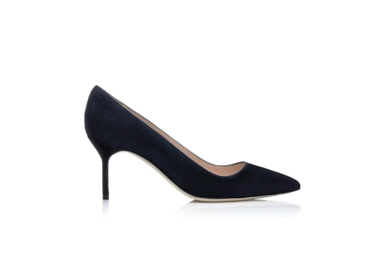 Manolo Blahnik - BB 70 navy Suede Pointed Toe Pumps