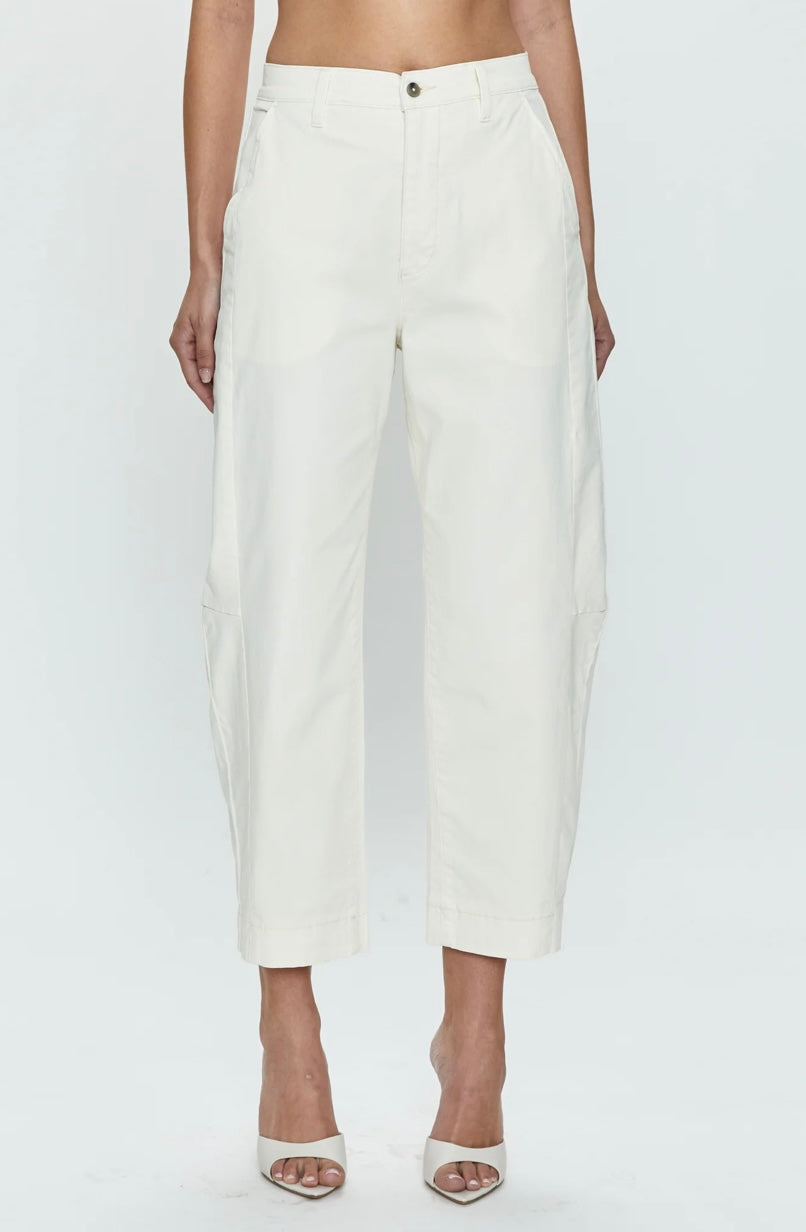 PISTOLA - ELI HIGH RISE ARCHED TROUSER - EGGSHELL