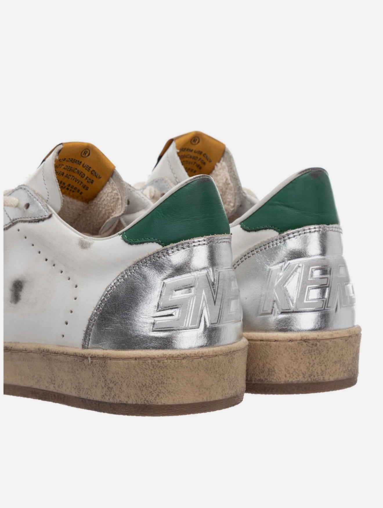 GOLDEN GOOSE Men’s Ball Star Leather Sneakers White Silver Green