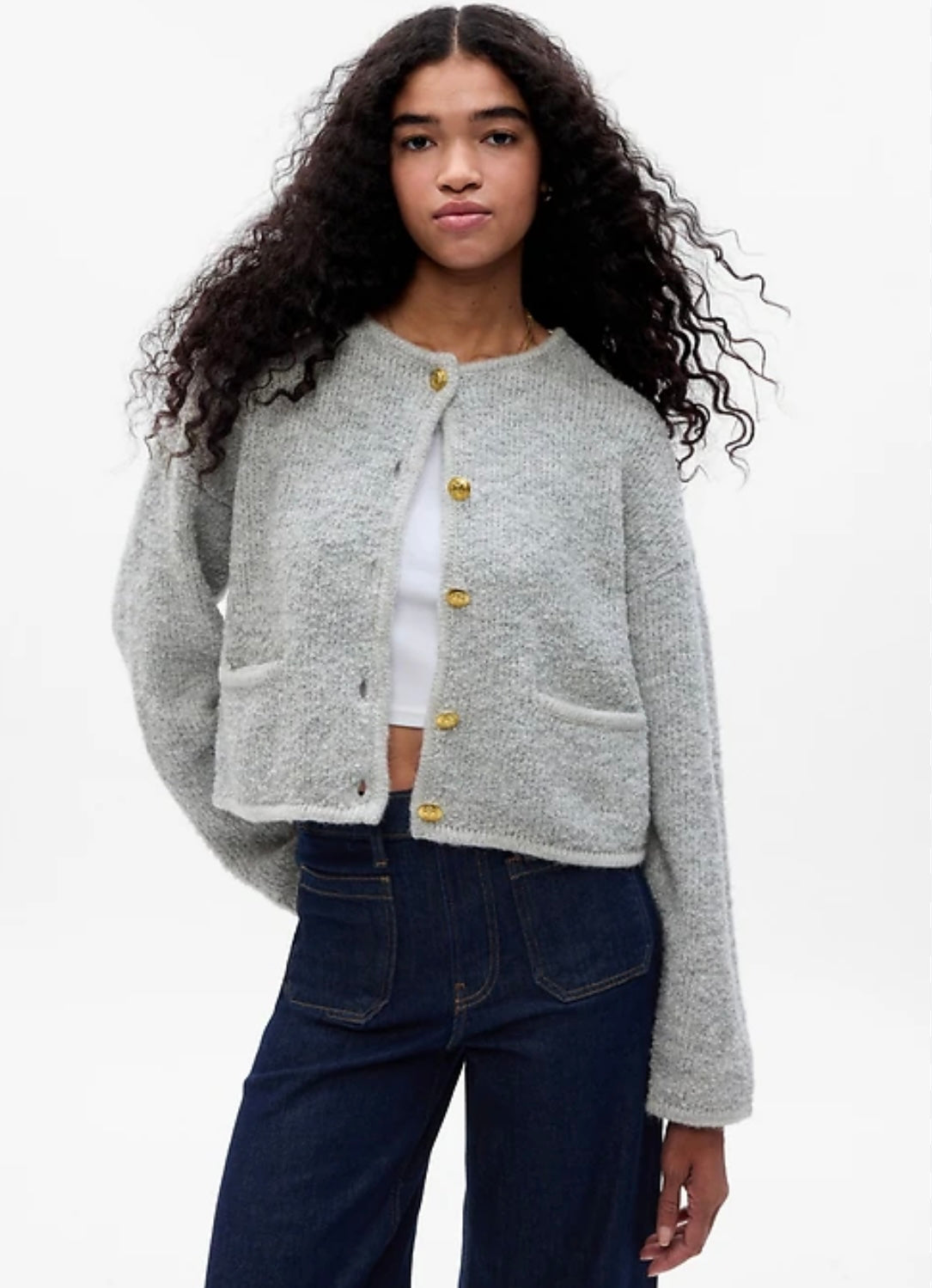 GAP - Boucle Cropped Sweater Jacket