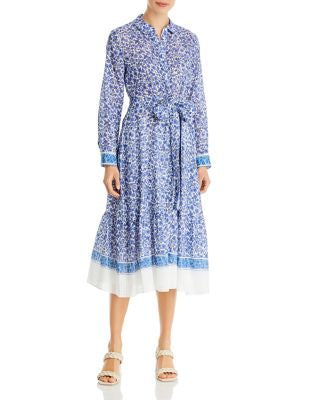 KOBI HALPERIN blue, white wrap dress