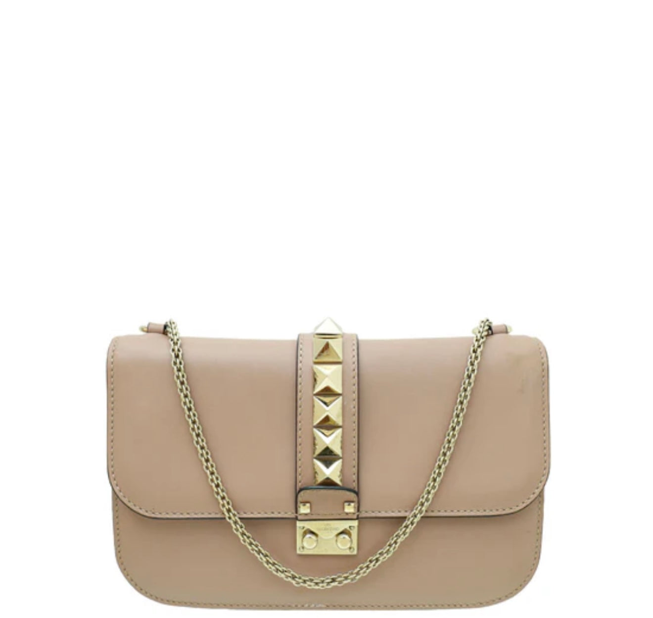 Valentino
Valentino Old Rose Leather Medium Rockstud Glam Lock Flap Bag