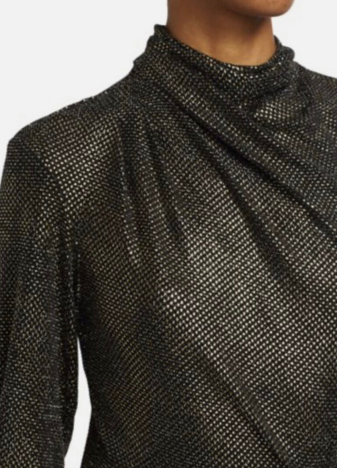 Iro Paris Rasile Turtleneck Metallic Dress Black Gold