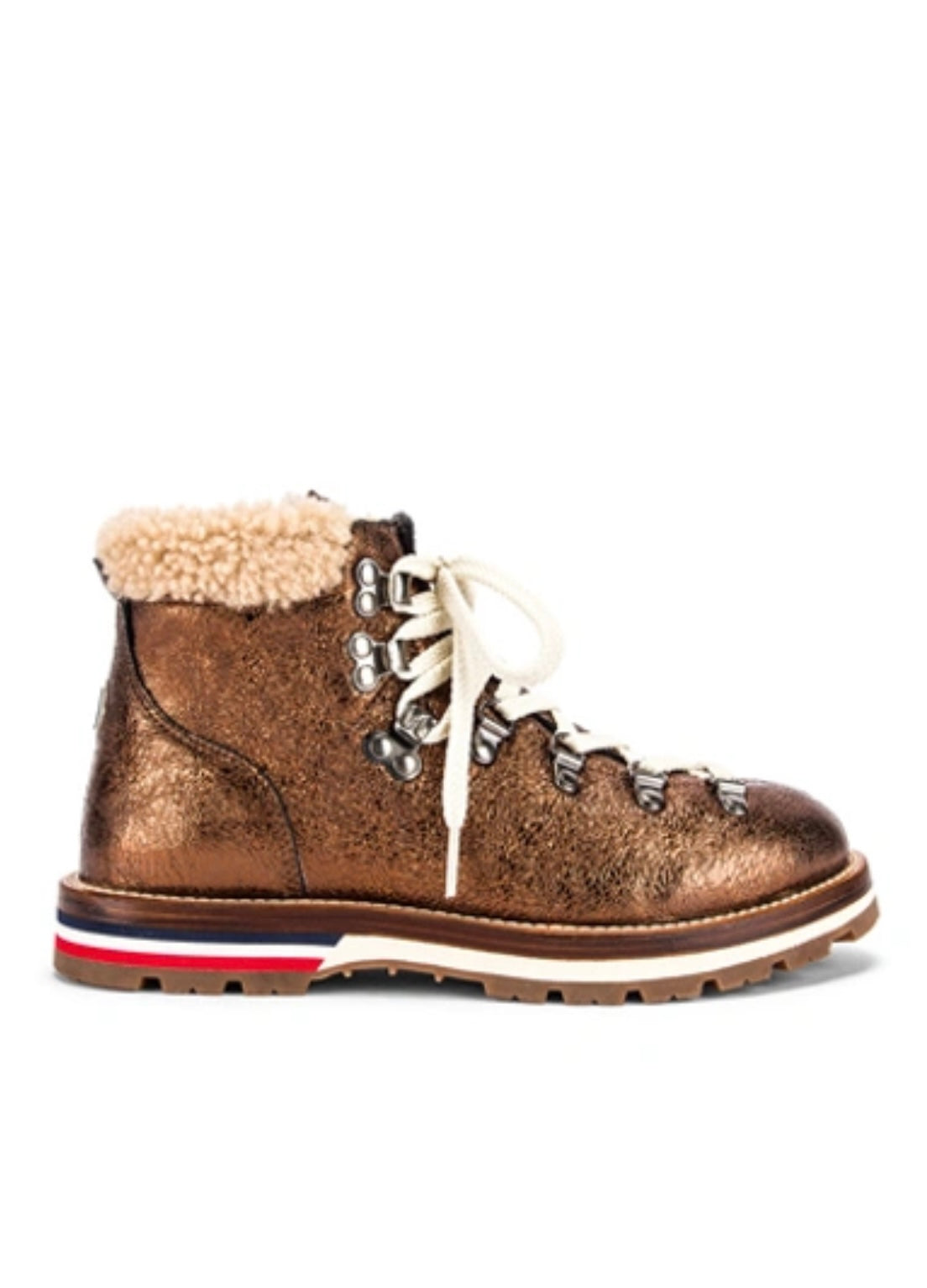 Moncler - Blanche Shearling Glittered Scarpa Boot in Bronze