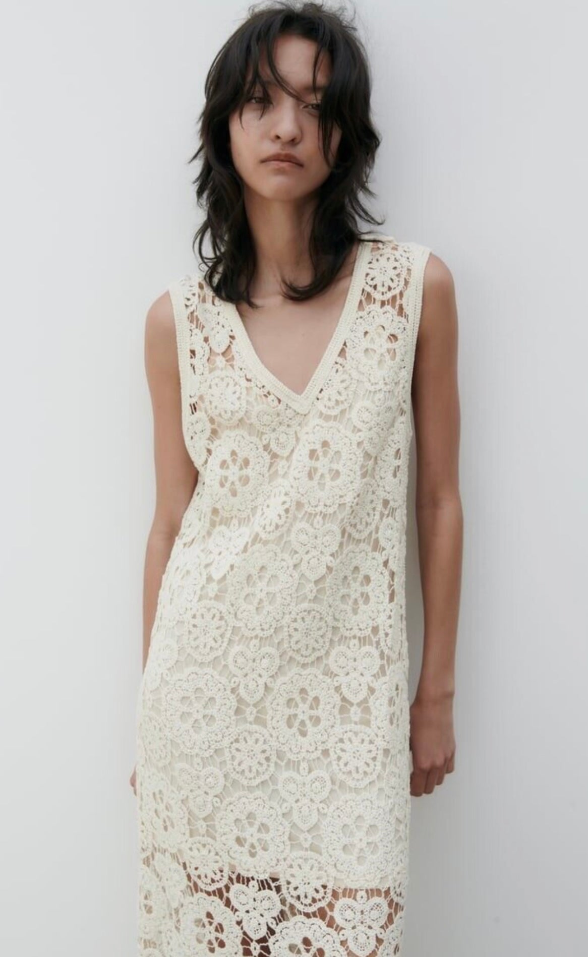 ZARA - WHITE CROCHET/LACE DRESS