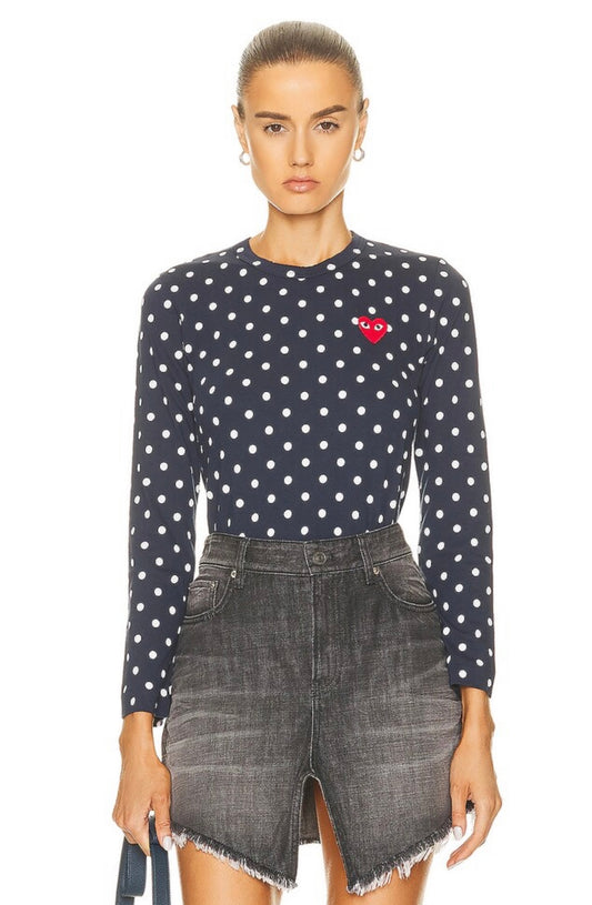 COMME DES GARCONS PLAY
Cotton Red Emblem Dot Longsleeve