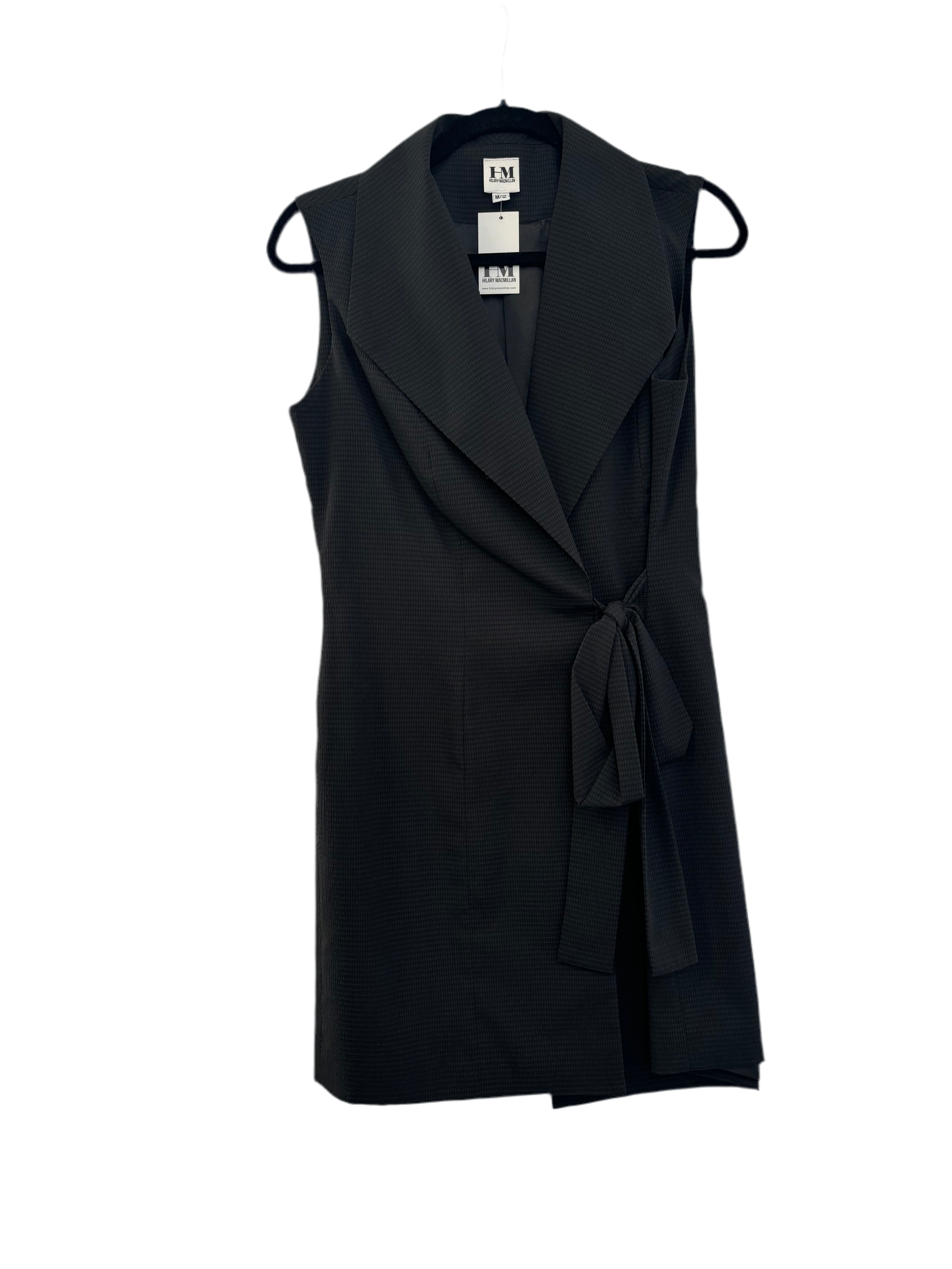HM HILARY MACMILLAN NWT black sleeveless wrap style dress