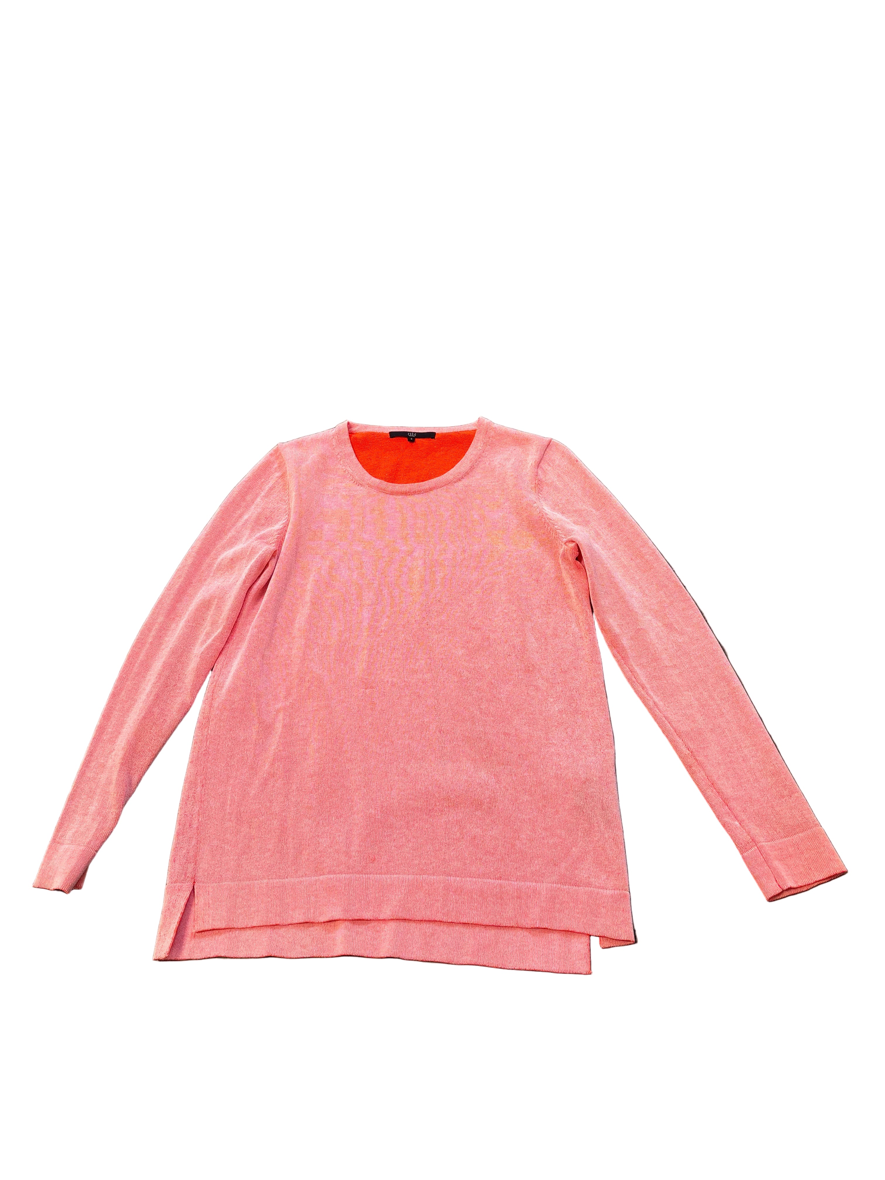 TIBI neon orange/coral long sleeve shirt