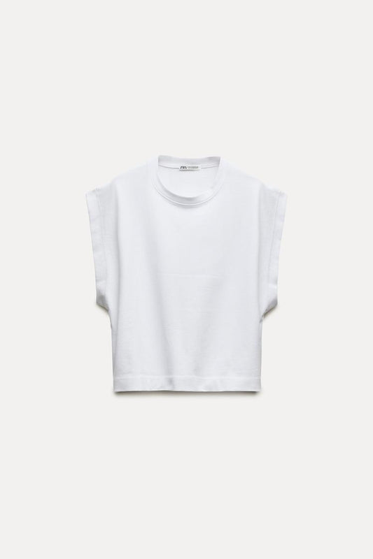 ZARA white cropped tee