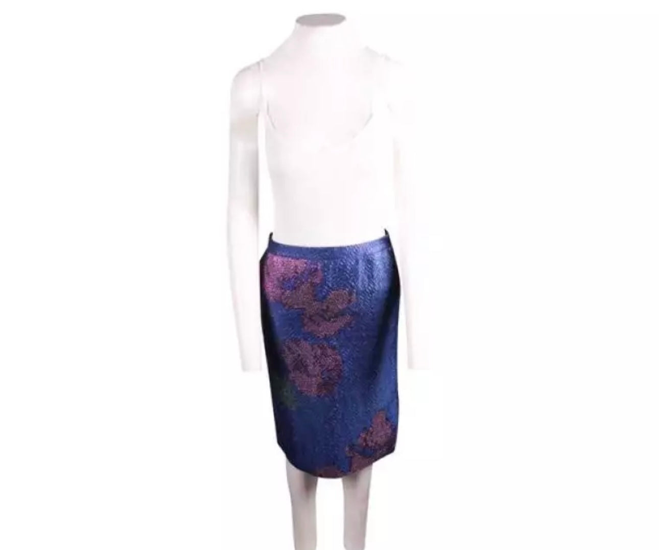 DRIES VAN NOTEN - Navy Blue Glitter Skirt with Flower