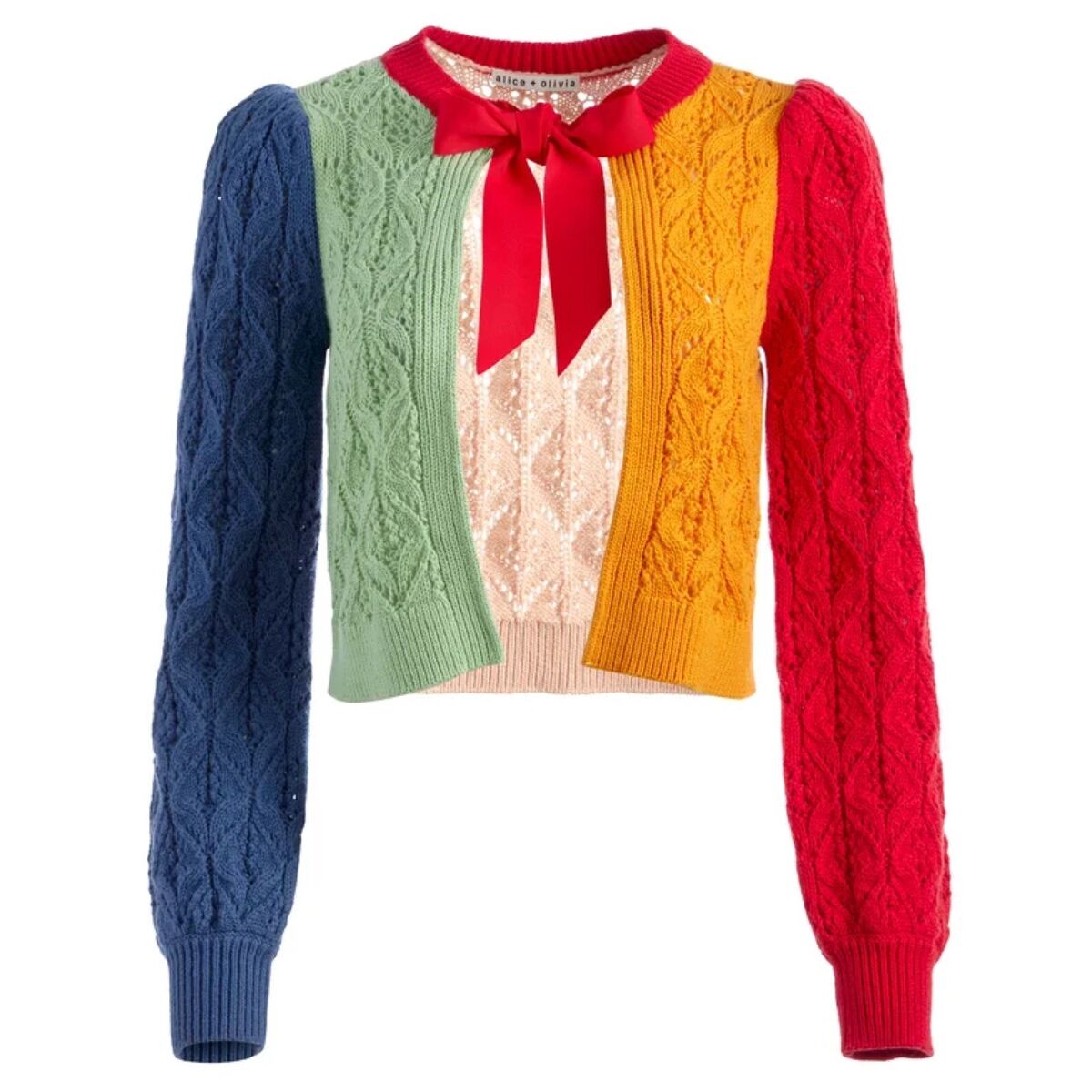 ALICE & OLIVIA multicolour cardigan with bow