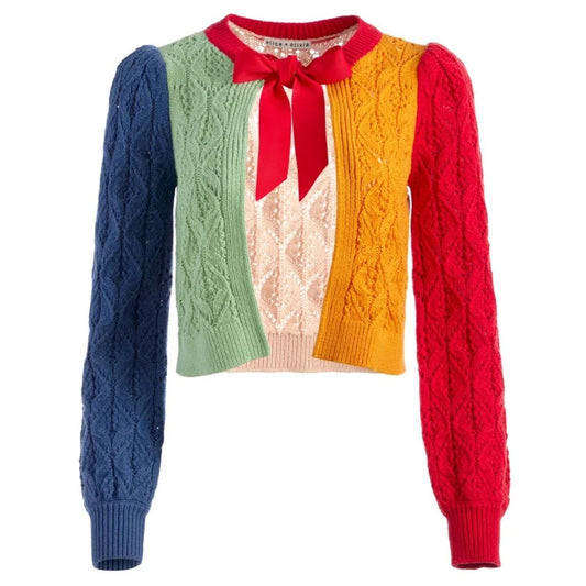 ALICE & OLIVIA multicolour cardigan with bow