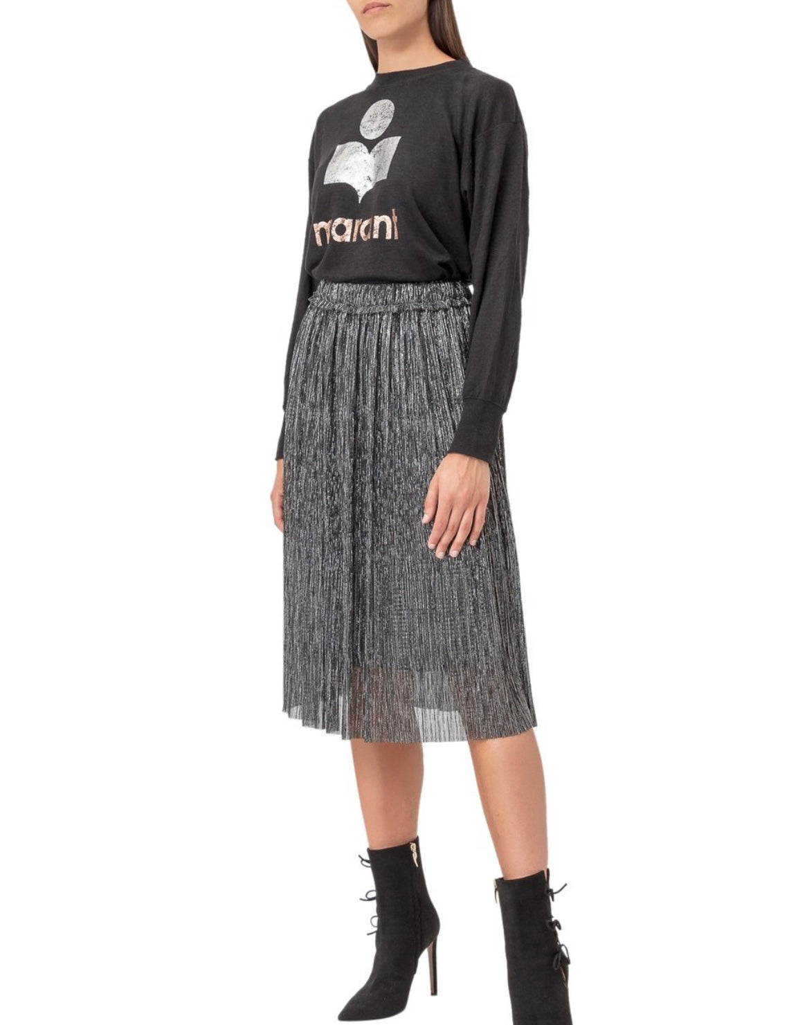 ISABEL MARANT ETOILE - 
Klowia Metallic Logo Long-Sleeve Tee