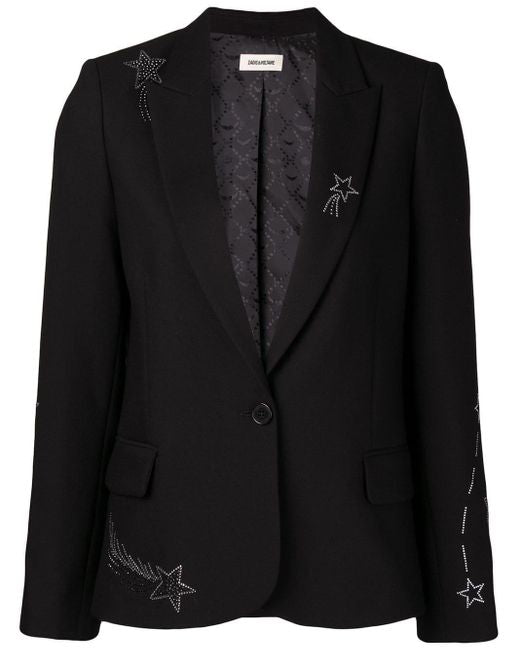 Zadig & Voltaire black blazer with rhinestone shooting stars