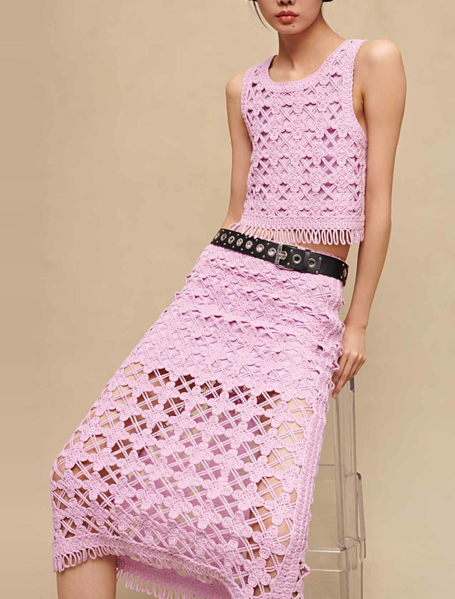 MAJE lilac crochet set