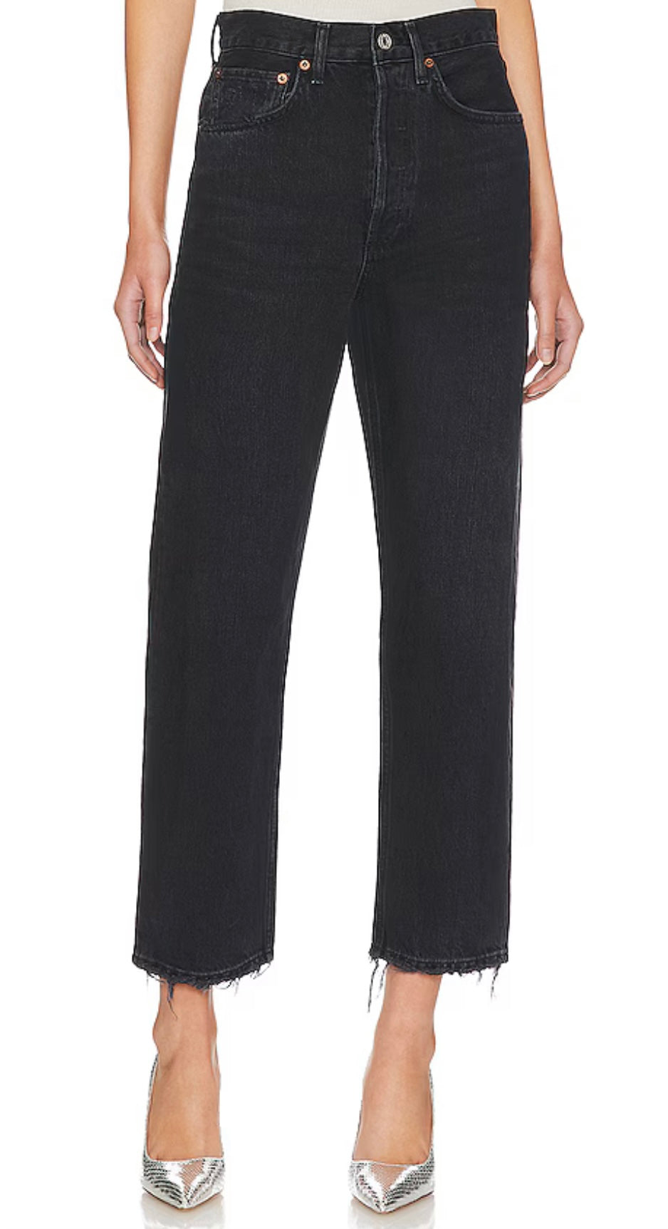 AGOLDE black jeans with distressed bottom