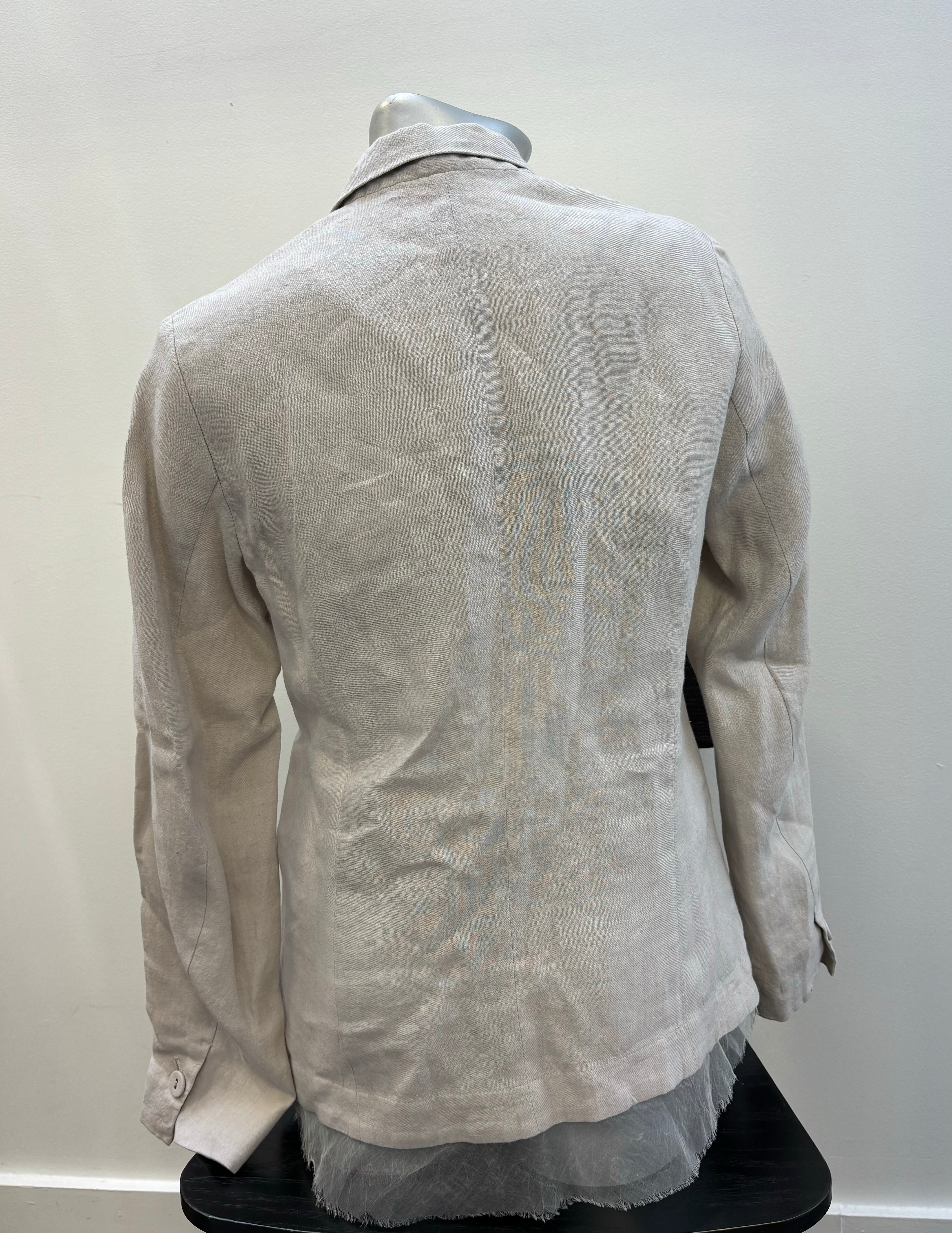 PAS DE CALAIS grey beige linen blazer