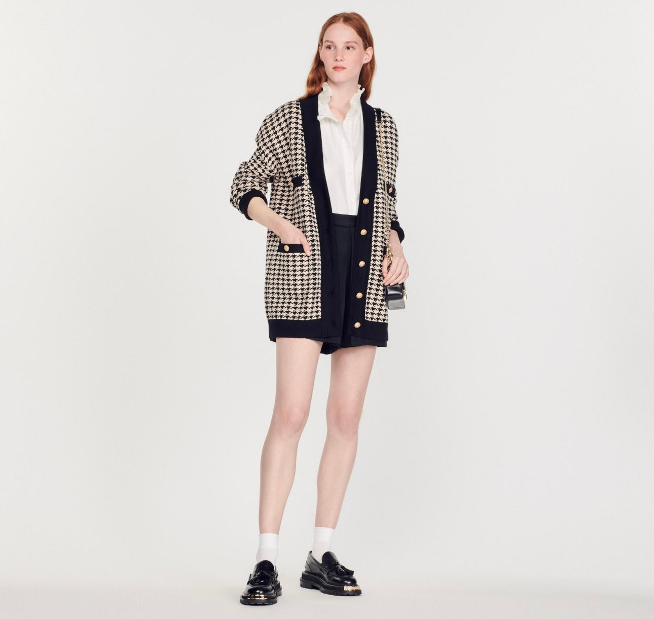 Sandro - Dane Oversized Houndstooth Cardigan