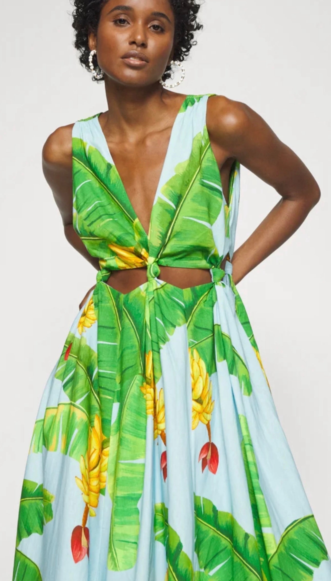 Farm Rio - Banana Cut-Out Midi Dress