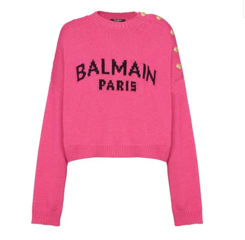 Balmain Cropped Logo Sweater