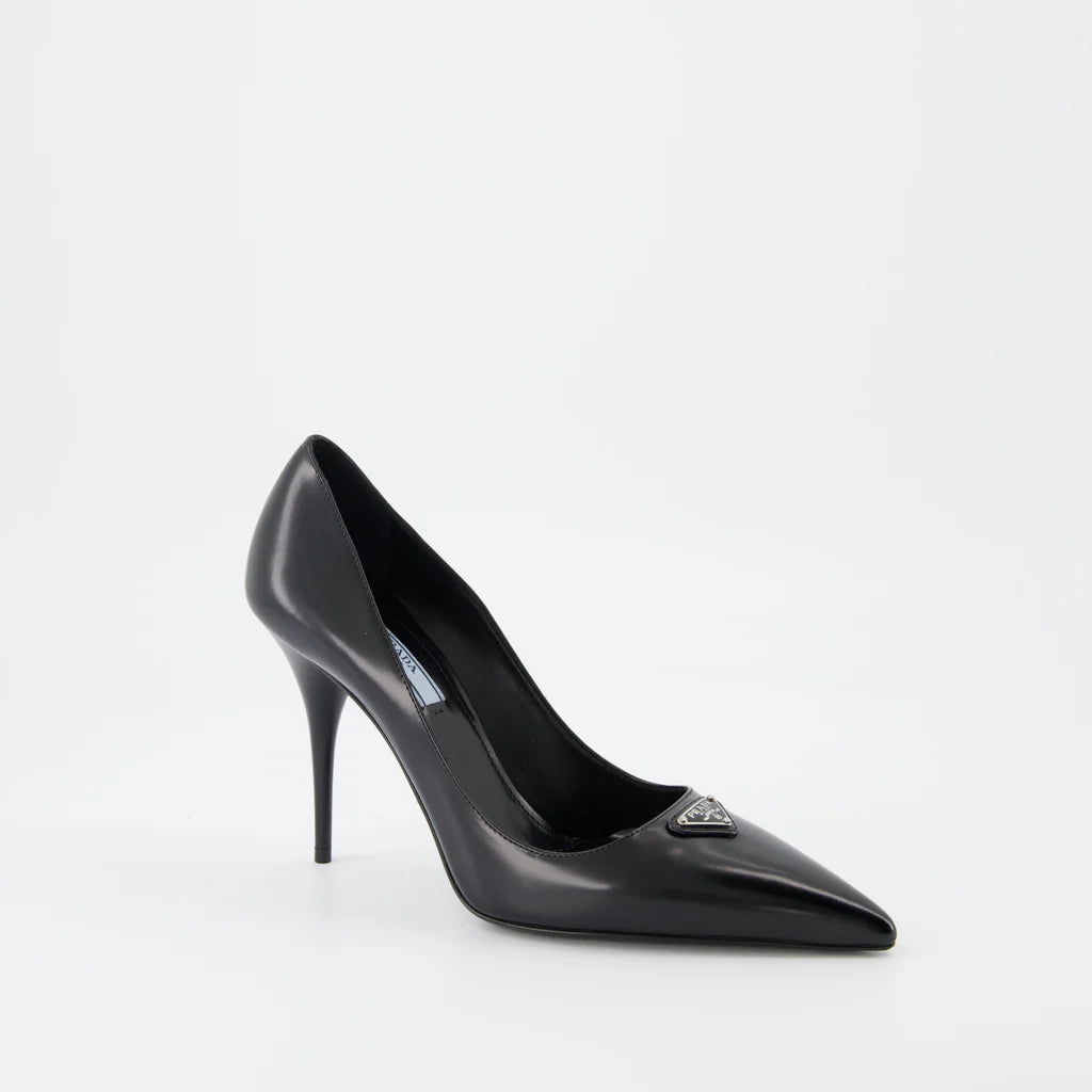 PRADA black spazzolato heels