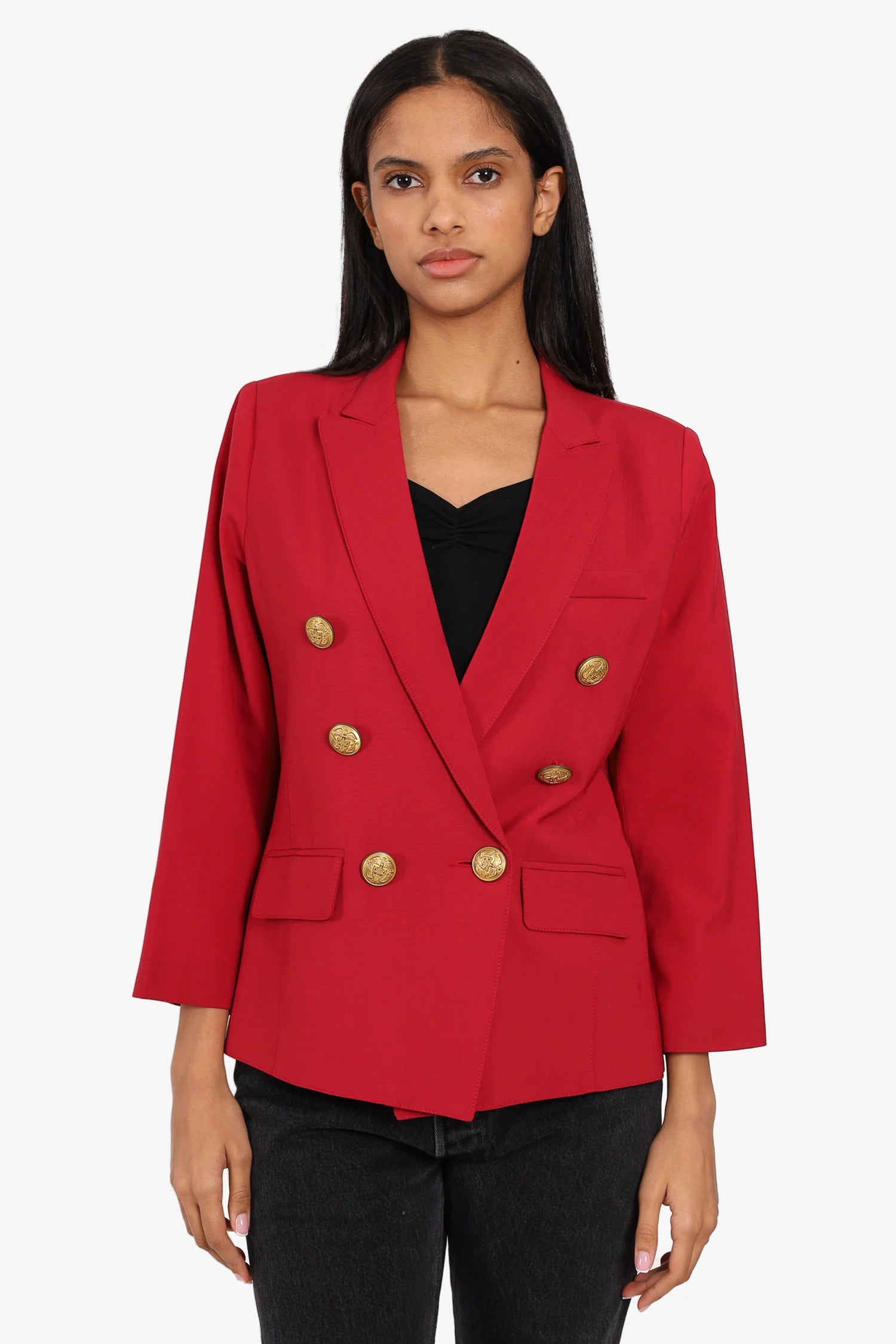 SMYTHE red blazer with gold buttons