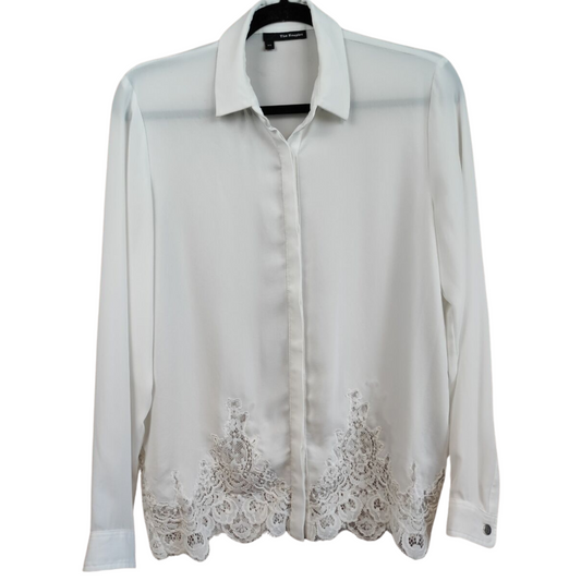 THE KOOPLES button up crepe and lace top