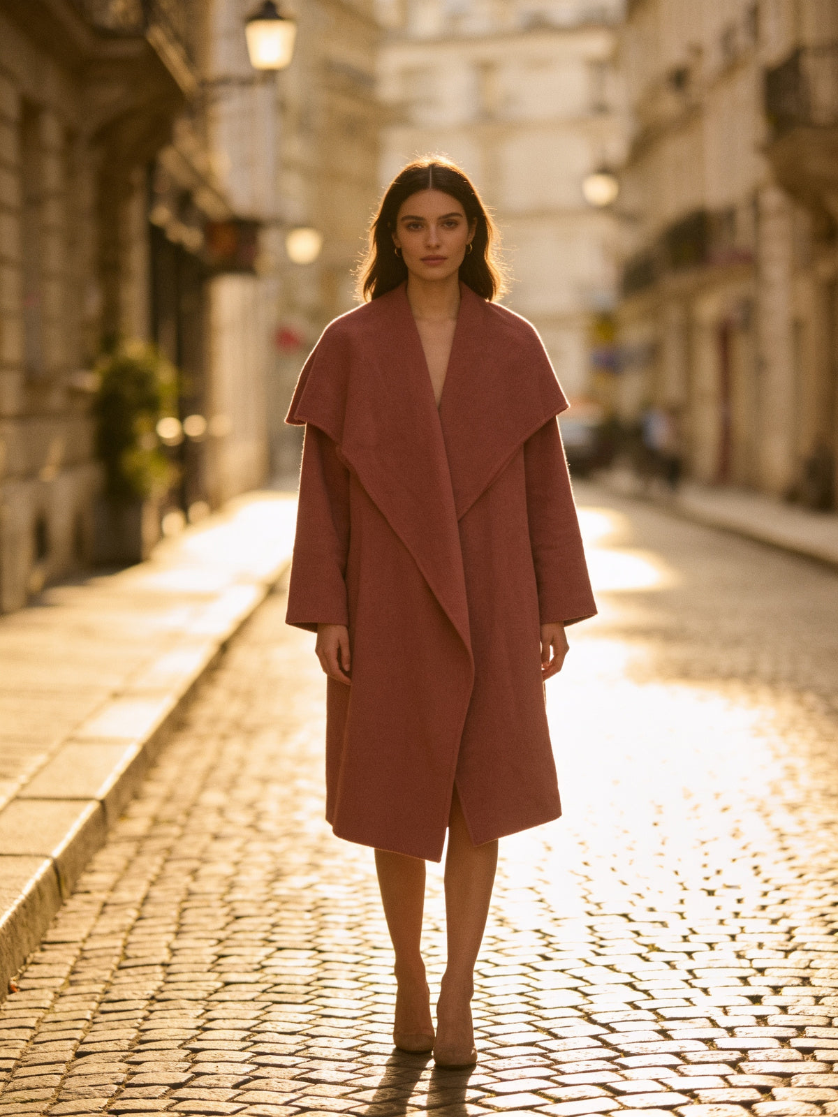 HISO Canada Pink Wool Wrap Coat