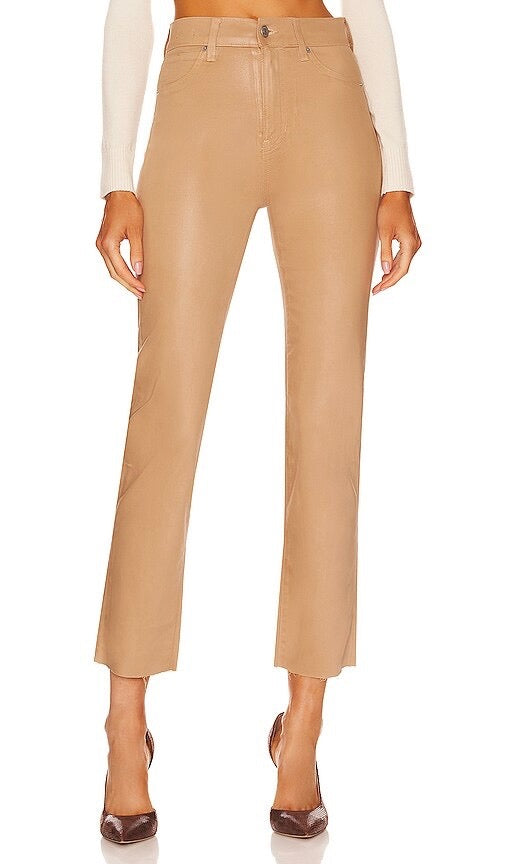 VERONICA BEARD Ryleigh slim straight high rise camel coated pants