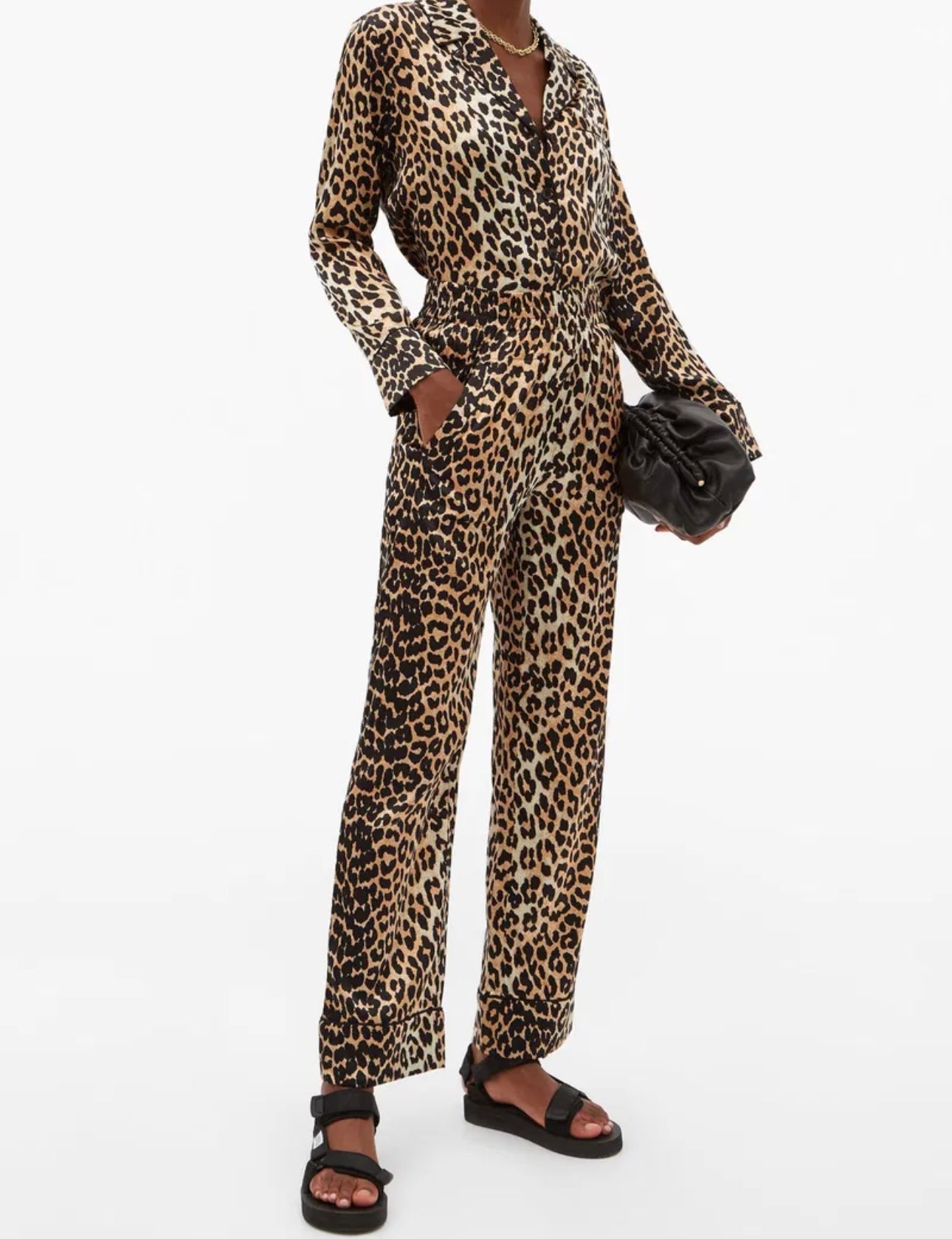 GANNI - Leopard Print Stretch Silk Pajamas