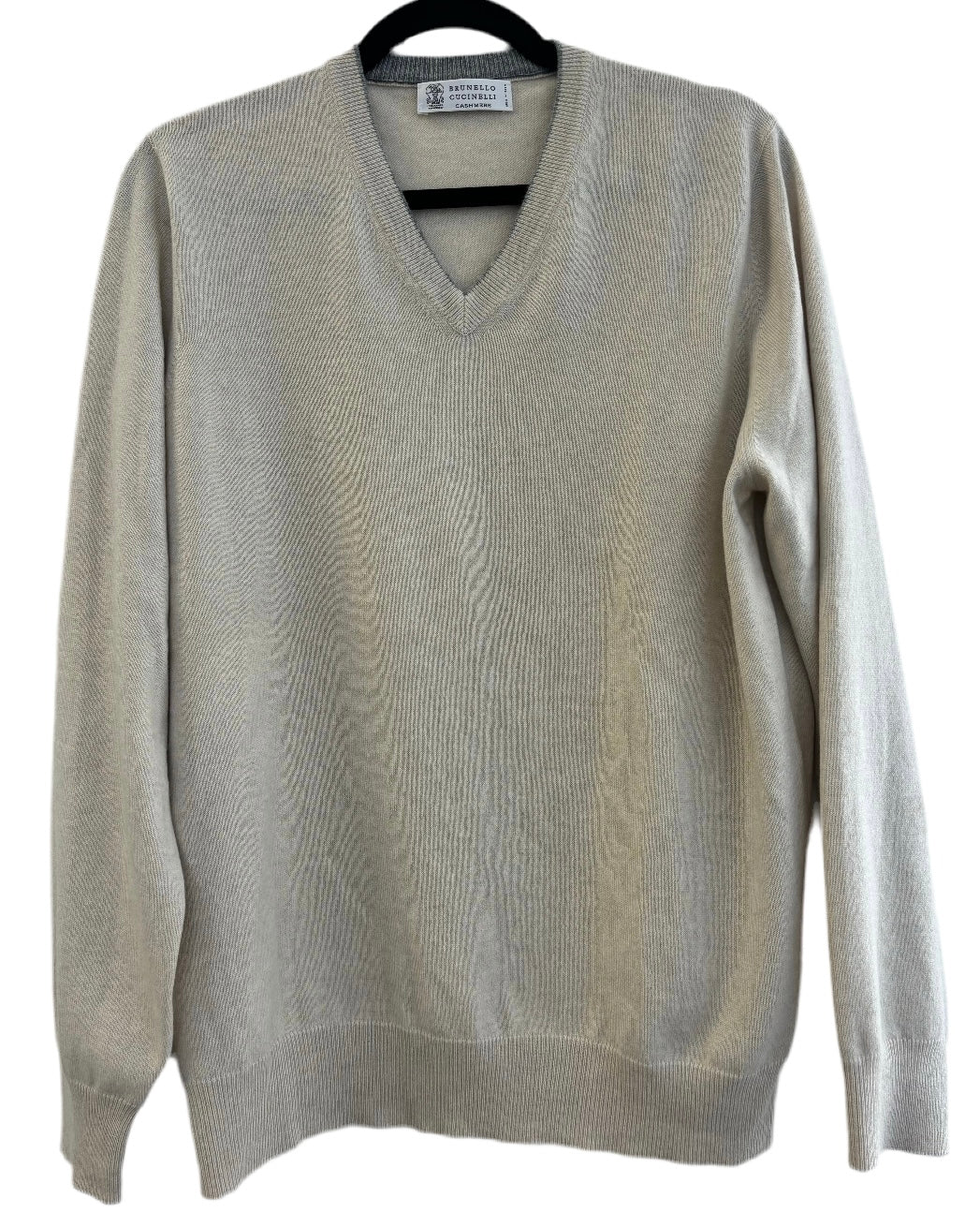 BRUNNELO CUCINELLI cream cashmere cardigan with grey trim