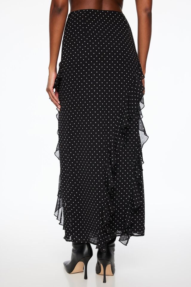 Dynamite Ruffled Polka Dot Maxi Skirt