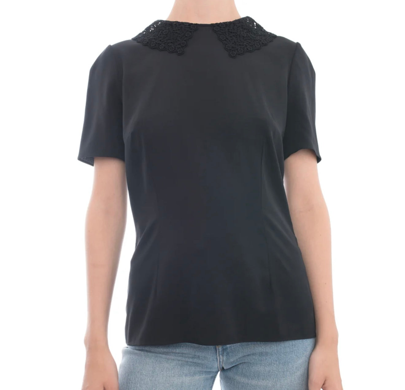 Dolce & Gabbana - Lace Collar Short- Sleeve Blouse