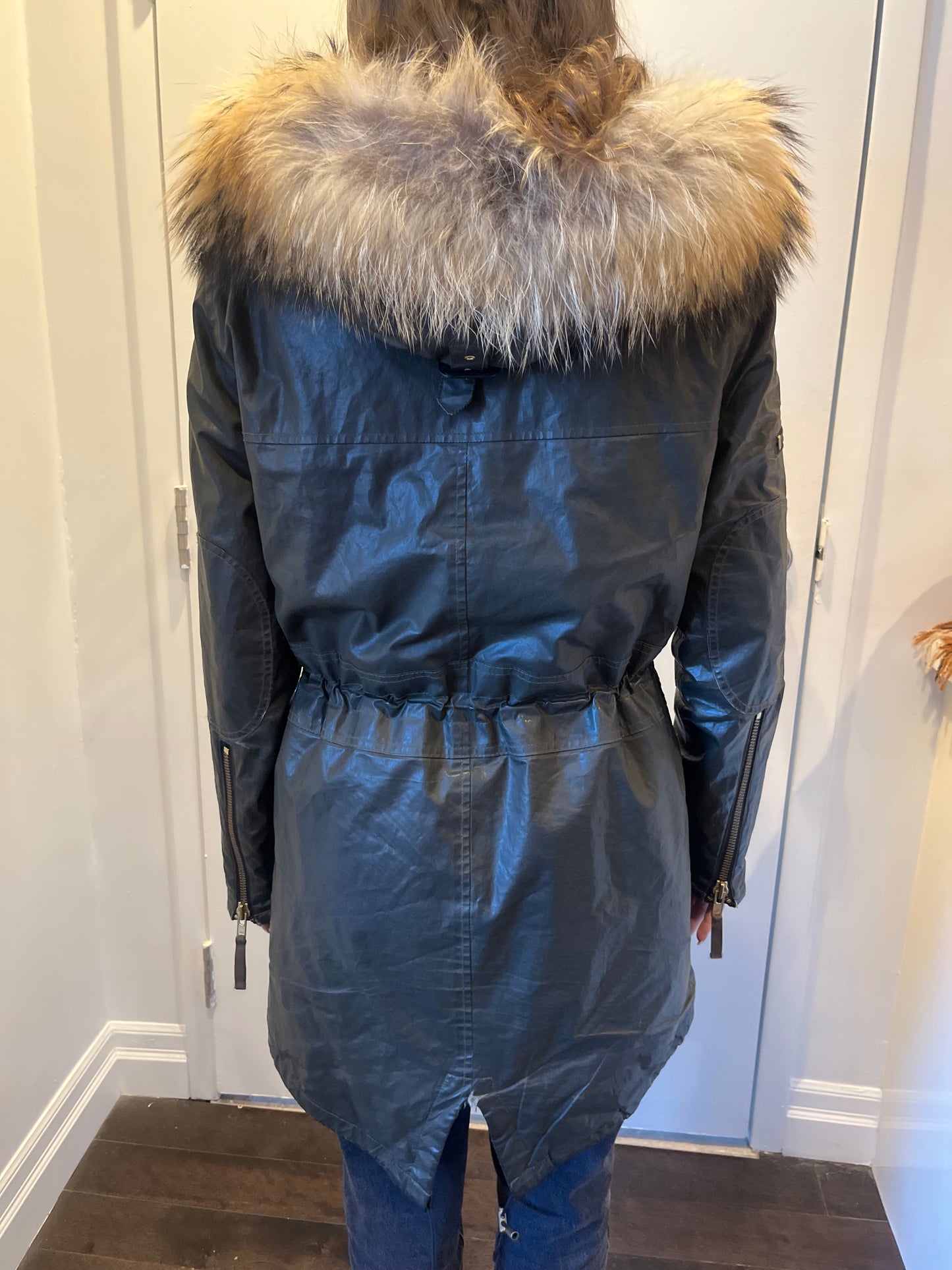 SAM waxed jacket with fur hood