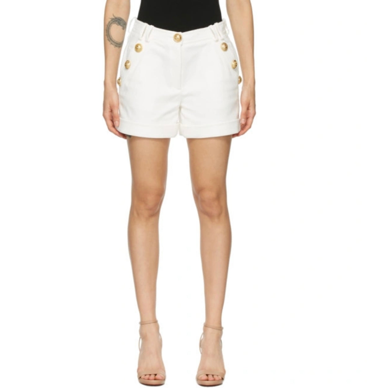 Balmain White Cotton Low-Rise Shorts