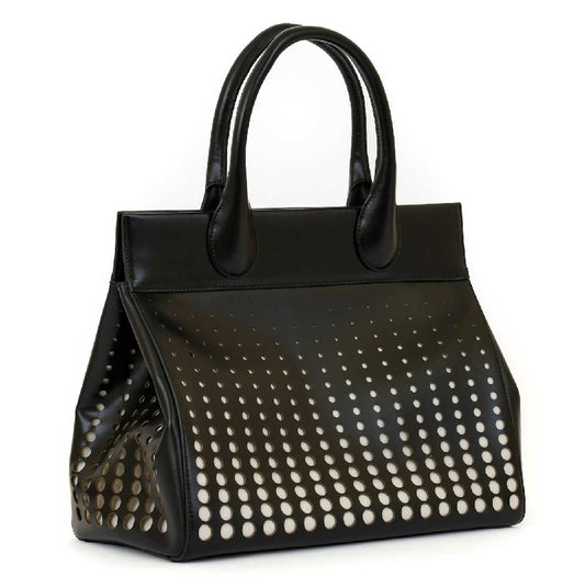 ALAIA PARIS BLACK LEATHER MONOCHROME LASER