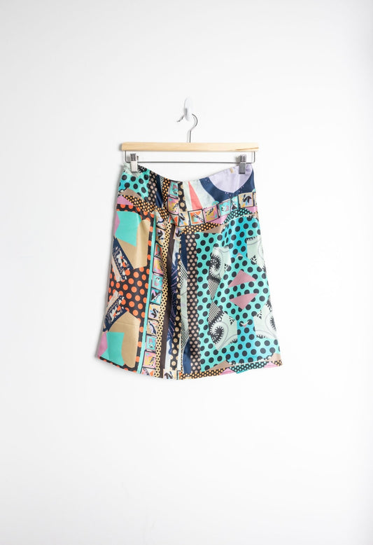 ETRO - multi-colored printed satin skirt