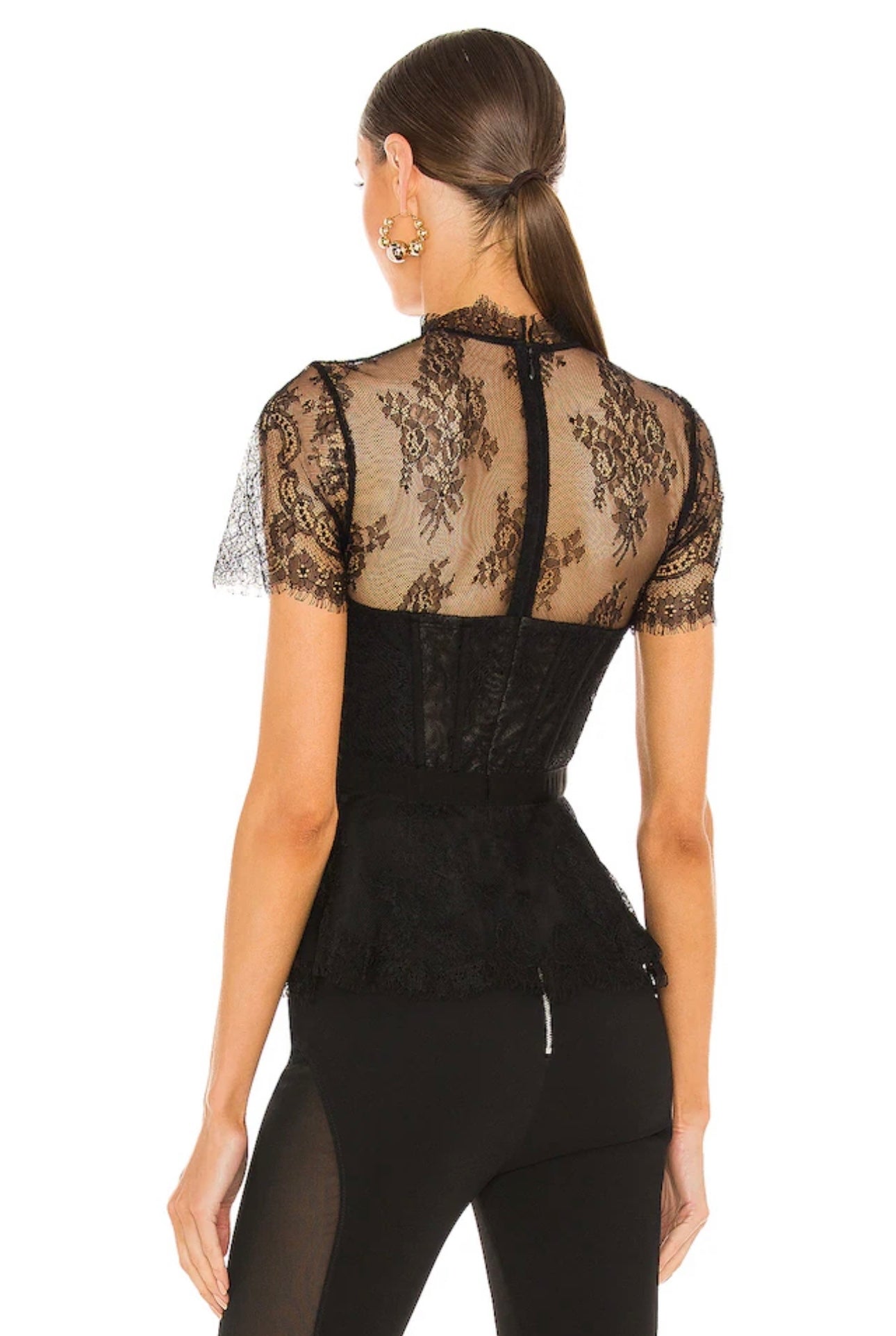 SIMKHAI - Kehlani Lace Bustier Top in Black