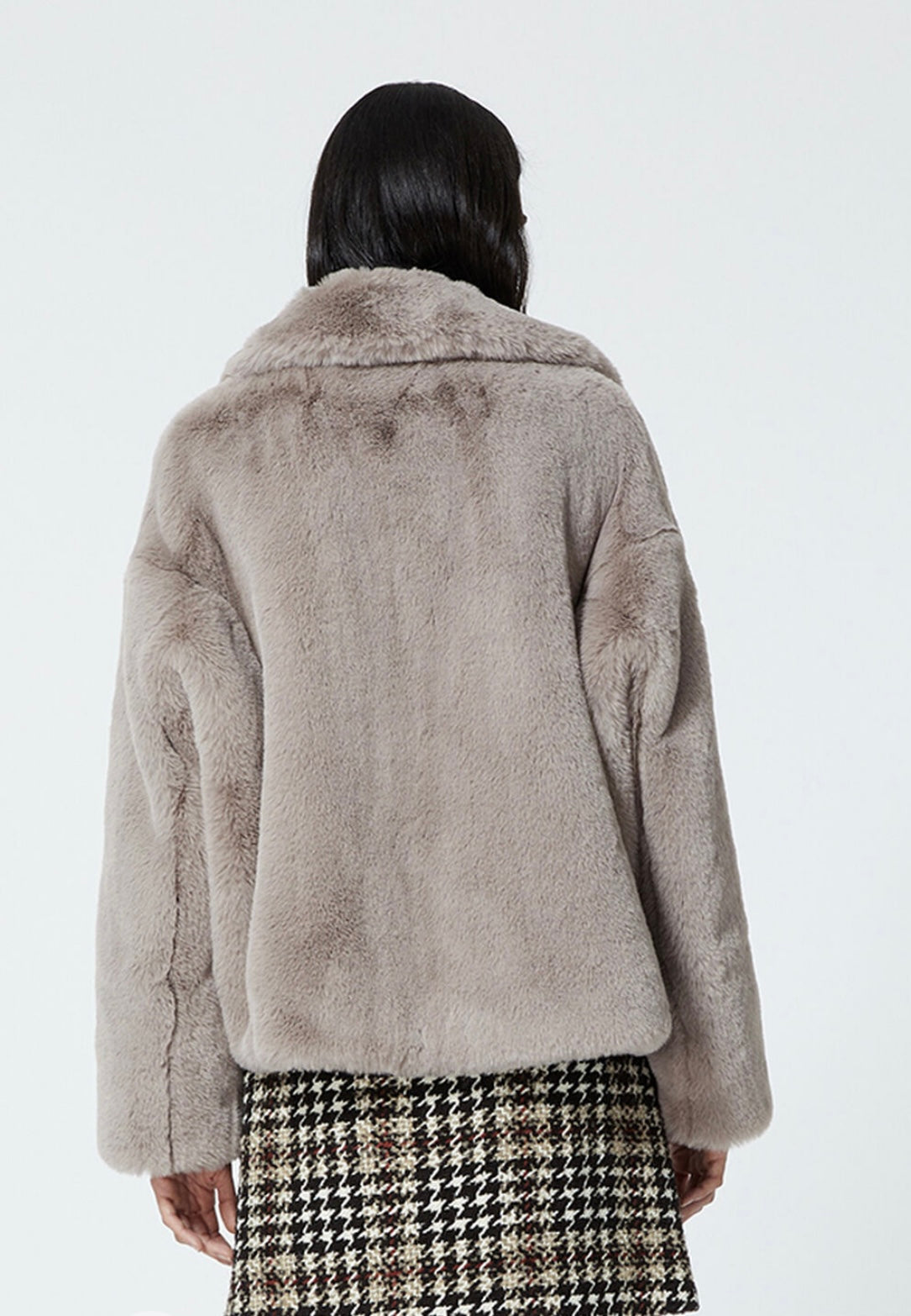The Kooples - CROPPED GREY FAUX FUR COAT